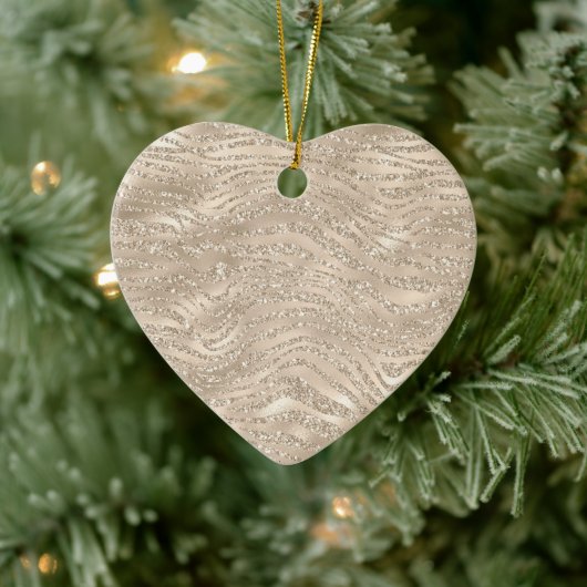 Champagne Gold Glitzy Glitter Zebra Print Keramisch Ornament (Boom)