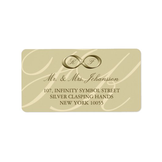 Champagne Gold Infinity Étiquettes de mariage (Devant)