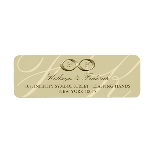 Champagne Gold Infinity Étiquettes de mariage (Devant)
