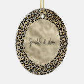 Champagne Gold Leopard Print Keramisch Ornament (Rechts)