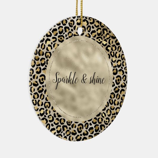 Champagne Gold Leopard Print Keramisch Ornament (Rechts)