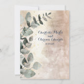 Champagne Gold Navy Peony Eucalyptus Wedding Kaart (Achterkant)