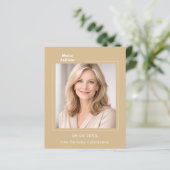 Champagne gold photo birthday invitation (Staand voorkant)