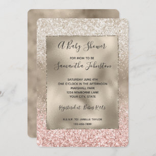 Champagne Gold Pink White Glitzy Glitter Kaart