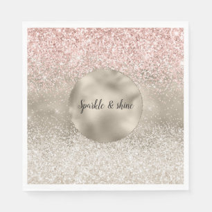 Champagne Gold Pink White Glitzy Glitter Servet