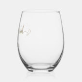 Champagne Gold Script Naam Datum Bruidsmeisje Gift Wijnglas Zonder Voet (Links)