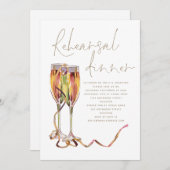 Champagne Gold Script Wedding Rehearsal Dinner Kaart (Voorkant / Achterkant)