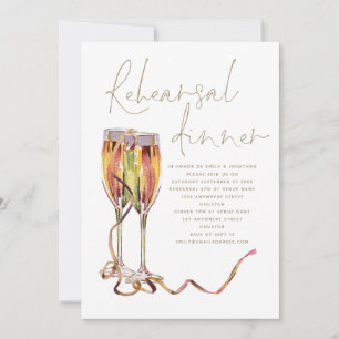 Champagne Gold Script Wedding Rehearsal Dinner Kaart