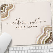 Champagne Gold Tan Brown Glitter Agate Geode Muismat