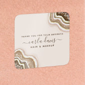 Champagne Gold Tan Glitter Agate Geode Business Vierkante Sticker