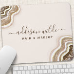 Champagne Gold Tan Parties scintillant Brown Géode<br><div class="desc">Champagne Gold Tan Parties scintillant Brown Agate Geode Luxe Chic Mouse Pad. Parfait pour les maquilleurs,  coiffeurs,  cosmétologues,  et plus encore !</div>