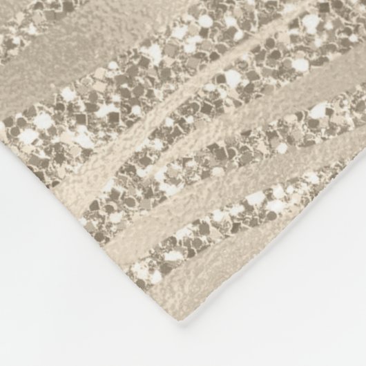 Champagne Gold White Glitzy Glitter Zebra Print Fleece Deken (Hoek)