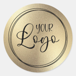 Champagne Goud Folie Look Logo Ronde Sticker