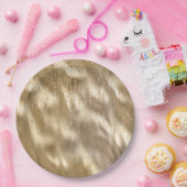 Champagne Goud Glam Sparkle Strings Bruiloft Papieren Bordje (Feest)