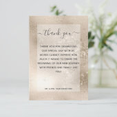 Champagne Goud Glitter Moderne Bruiloft Bedankkaart (Staand voorkant)
