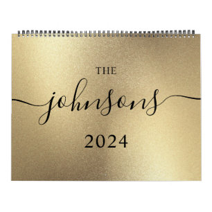 Champagne Goud Moderne Script Naam Foto Kalender