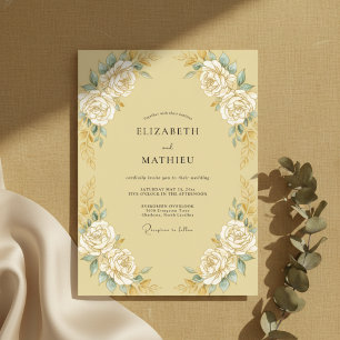 Champagne Goud Versierde Vintage Bruiloft Kaart