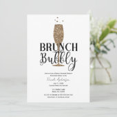 Champagne Goud Zwart Wit Bruisend Bruidsdiner Kaart (Staand voorkant)