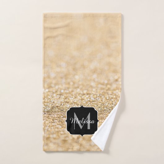 Champagne goudbollen monogram bad handdoek (Handdoek)