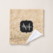 Champagne goudbollen monogram bad handdoek (Wasdoekje)