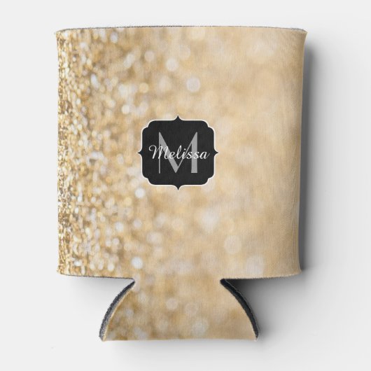 Champagne goudbollen monogram blikjeskoeler (Voorkant)