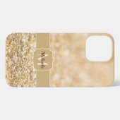 Champagne goudbollen monogram iPhone hoesje (Achterkant horizontaal)