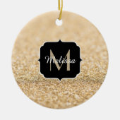 Champagne goudbollen monogram keramisch ornament (Voorkant)