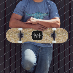Champagne goudbollen monogram skateboard