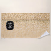 Champagne goudbollen monogram strandlaken (Voorkant)