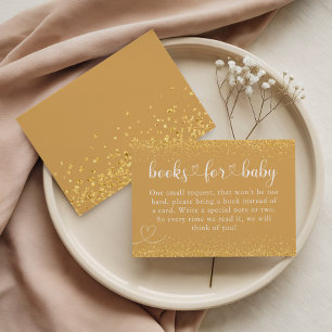 Champagne Gouden Boeken voor Baby Glitter Hart Informatiekaartje