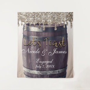 Champagne Gouden Glitter Drip Vat Schuur Trouwring Wandkleed