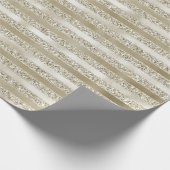 Champagne Gouden Glitter Glitz Stripes Cadeaupapier (Hoek)