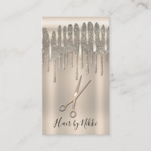 Champagne Gouden Haarstylist Diamant Glitter Drip Visitekaartje