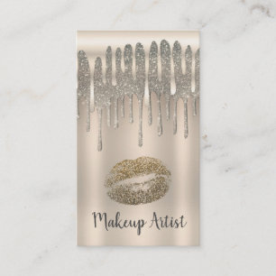 Champagne Gouden Lippen Kus Diamant Glitter Drip Visitekaartje