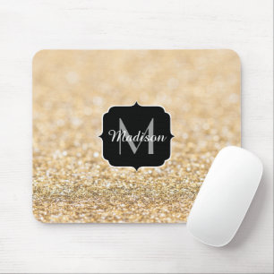 Champagne gouden nepschittering glinstert Monogram Muismat
