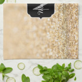 Champagne gouden nepschittertje Monogram Theedoek (Gevouwen)