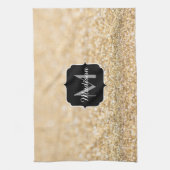 Champagne gouden nepschittertje Monogram Theedoek (Verticaal)