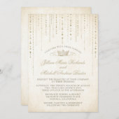 Champagne Gouden Sprookjeskroon Bruiloft Kaart (Voorkant / Achterkant)