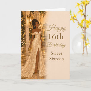 Champagne Gouden Sweet Sixteen Verjaardagskaart Kaart