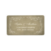 Champagne Gouden Wijngaard Huwelijksadres Etiket (Voorkant)