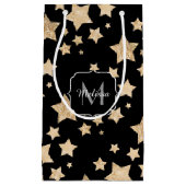 Champagne gouglitter sparkle Stars Monogram Klein Cadeauzakje (Voorkant)