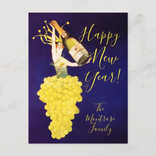 Champagne Grapes New Year  Feestdagenkaart (Voorkant)