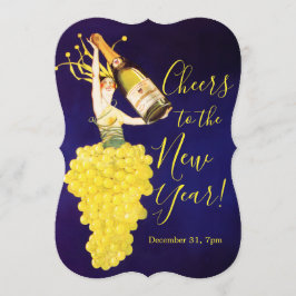 Champagne Grapes New Year's Eve Invitation Kaart