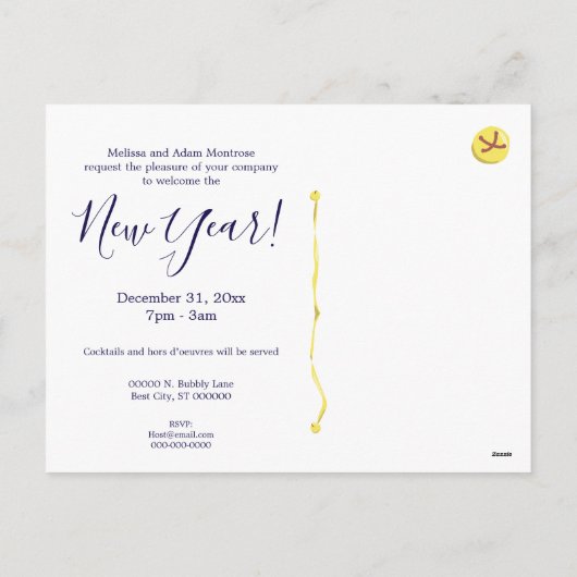 Champagne Grapes NYE Invitation Postcard (Dos)