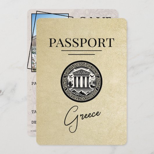 Champagne Grèce Passeport Enregistrer la carte Dat (Devant / Derrière)