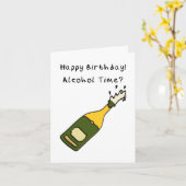 Champagne Happy Birthday Kaart (Gele Bloem)