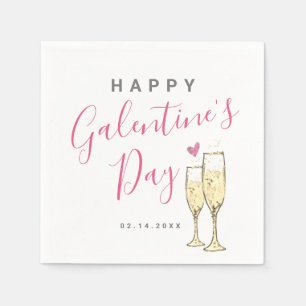 Champagne Happy Galentine's Day Servet