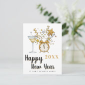 Champagne Happy Nieuwjaar Briefkaart (Staand voorkant)