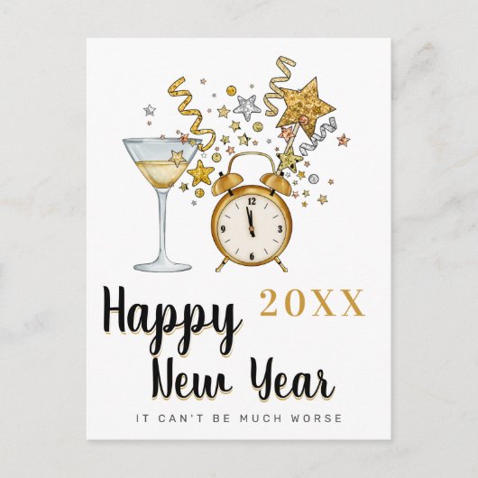 Champagne Happy Nieuwjaar Briefkaart (Voorkant)