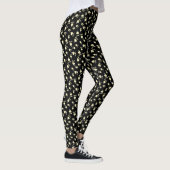 Champagne Heart Shaped Leaf Pattern Over Black Leggings (Rechts)